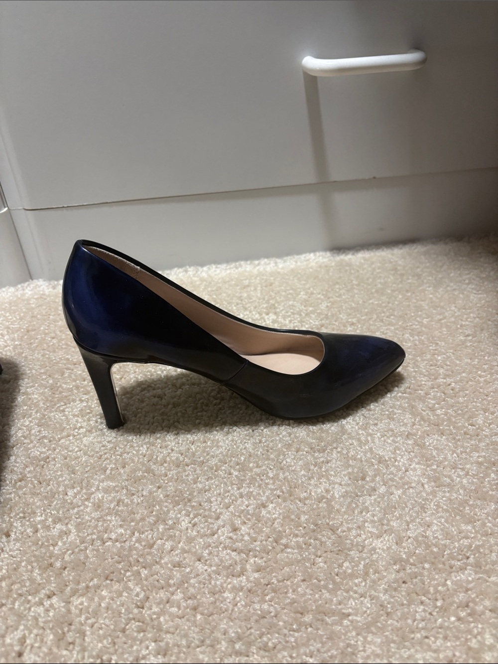 Revolution Navy Blue Patent Pointed-Toe Pumps - Picture 3 of 3